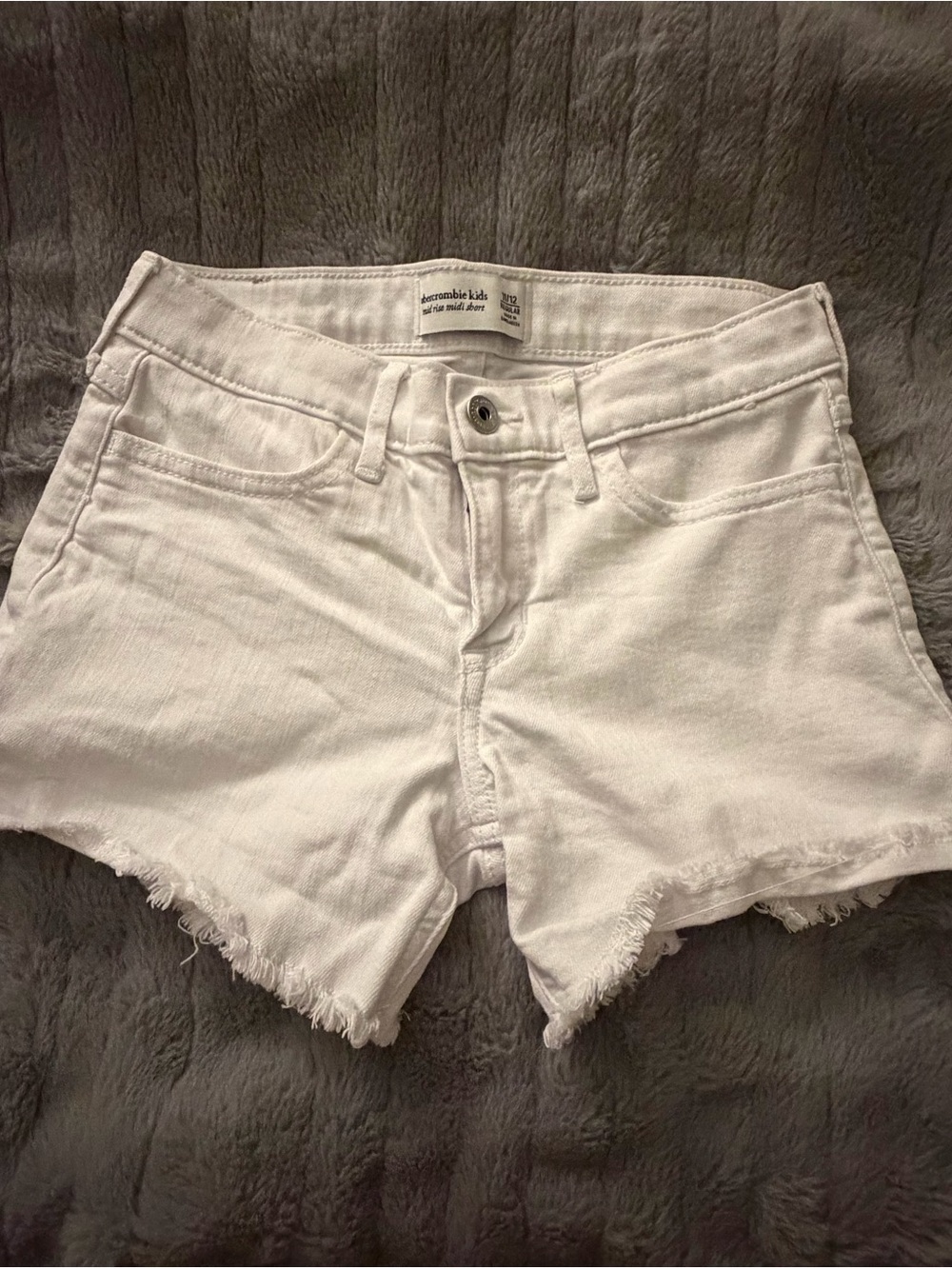 abercrombie kids White Frayed Hem Denim Shorts